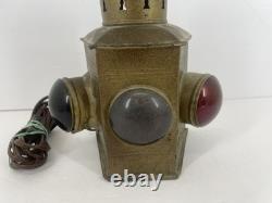 Antique Maritime Signal Lantern Brass Copper Multi-Color Lens Converted Electric