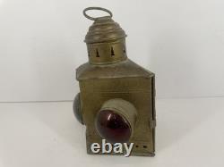 Antique Maritime Signal Lantern Brass Copper Multi-Color Lens Converted Electric