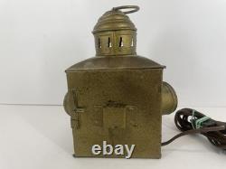 Antique Maritime Signal Lantern Brass Copper Multi-Color Lens Converted Electric