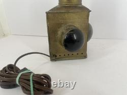 Antique Maritime Signal Lantern Brass Copper Multi-Color Lens Converted Electric