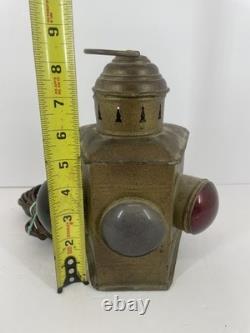 Antique Maritime Signal Lantern Brass Copper Multi-Color Lens Converted Electric