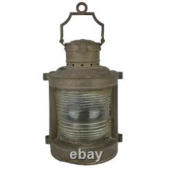 Antique Maritime nautical Copper Mast Head Lantern Clear Ripple Glass Lens