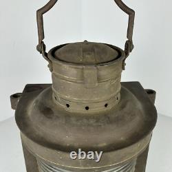 Antique Maritime nautical Copper Mast Head Lantern Clear Ripple Glass Lens