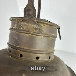 Antique Maritime nautical Copper Mast Head Lantern Clear Ripple Glass Lens
