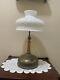 Antique Milk glass shade Gasoline Lantern, June. 3 1924 made in Akron USA