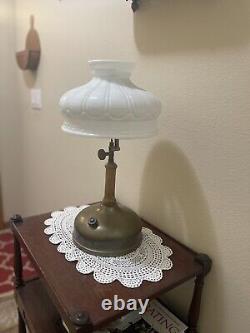 Antique Milk glass shade Gasoline Lantern, June. 3 1924 made in Akron USA