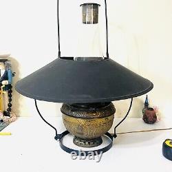 Antique Miller Lamp General Store Hanging Oil Lamp with Solid Tin Shade 33 x 21