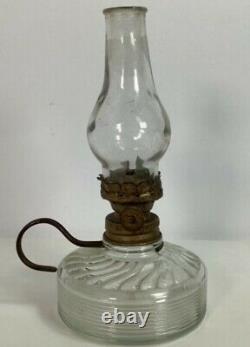 Antique Miniature Finger Lamp Clear Swirl Glass Kerosene Oil Lamp