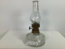 Antique Miniature Finger Lamp Clear Swirl Glass Kerosene Oil Lamp