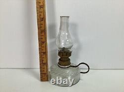 Antique Miniature Finger Lamp Clear Swirl Glass Kerosene Oil Lamp