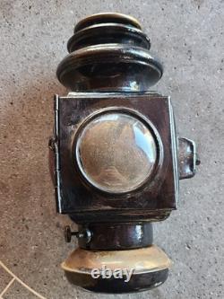 Antique Model T Ford Kerosene Lantern JNO. W Brown Mfg. Model 115 Red Blue Clear