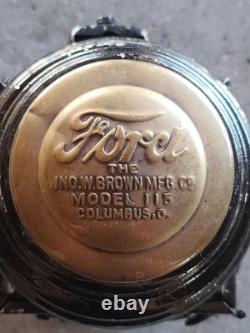 Antique Model T Ford Kerosene Lantern JNO. W Brown Mfg. Model 115 Red Blue Clear