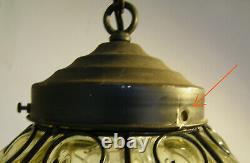 Antique Murano Art Deco Caged Glass Lantern Hanging Ceiling Light Vintage