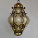 Antique Murano Hand Blown Caged Glass Lantern Ceiling Light Vintage Italy