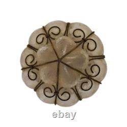 Antique Murano Hand Blown Caged Glass Lantern Ceiling Light Vintage Italy