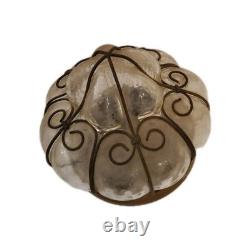 Antique Murano Hand Blown Caged Glass Lantern Ceiling Light Vintage Italy