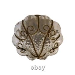 Antique Murano Hand Blown Caged Glass Lantern Ceiling Light Vintage Italy -see