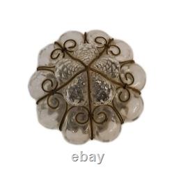 Antique Murano Hand Blown Caged Glass Lantern Ceiling Light Vintage Italy -see