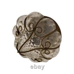 Antique Murano Hand Blown Caged Glass Lantern Ceiling Light Vintage Italy -see