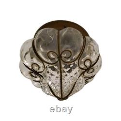 Antique Murano Hand Blown Caged Glass Lantern Ceiling Light Vintage Italy -see