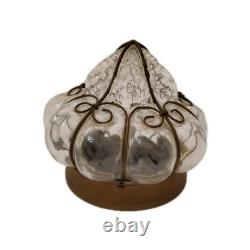 Antique Murano Hand Blown Caged Glass Lantern Ceiling Light Vintage Italy -see