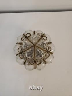 Antique Murano Hand Blown Caged Glass Lantern Ceiling Light Vintage Italy -see
