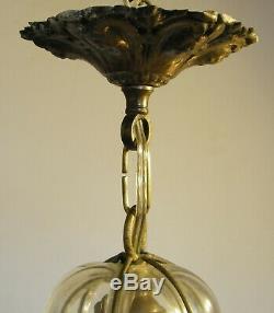 Antique Murano Hand Blown Caged Glass Lantern Hanging Ceiling Light Vintage