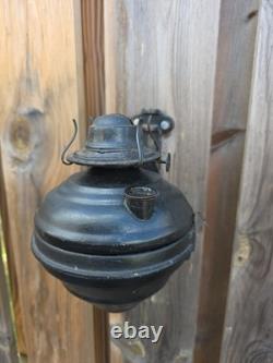 Antique NYC Railroad Train Car Lantern Oil Lamp Cast Iron Wall Mount Bracket