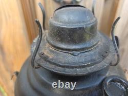 Antique NYC Railroad Train Car Lantern Oil Lamp Cast Iron Wall Mount Bracket