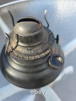 Antique NYC Railroad Train Car Lantern Oil Lamp Cast Iron Wall Mount Bracket