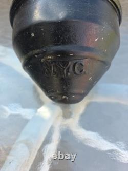 Antique NYC Railroad Train Car Lantern Oil Lamp Cast Iron Wall Mount Bracket