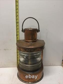 Antique Nautical Gas Copper&Glass Lantern C. M. Hammar Göteborg 15 Tall, G21912