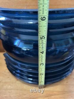 Antique Nautical Marine Cobalt Blue glass Fresnel LARGE Ribbed Corning