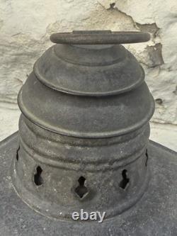 Antique Nautical Marine Lantern Green Glass Lake Erie Vintage Galvanized Steel