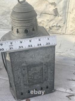 Antique Nautical Marine Lantern Green Glass Lake Erie Vintage Galvanized Steel