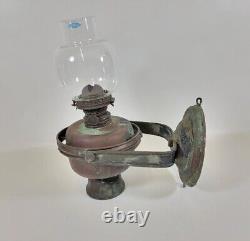 Antique Nautical Ship Lamp MILLER Oil Kerosene Lantern Sconce Light -Swivels