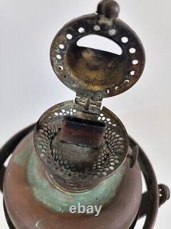 Antique Nautical Ship Lamp MILLER Oil Kerosene Lantern Sconce Light -Swivels