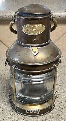 Antique Norie & Wilson Oil Lamp Brass Copper Nautical Ship Lantern Boat 12x 7