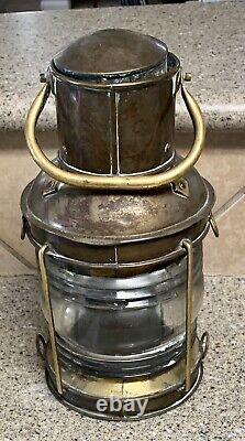 Antique Norie & Wilson Oil Lamp Brass Copper Nautical Ship Lantern Boat 12x 7