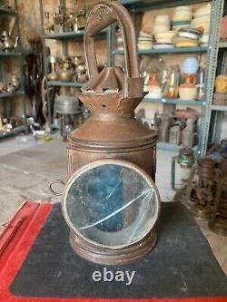 Antique Old W. RLY. A. S & Co. Iron Railroad Signal Lantern Handheld Kerosene lamp