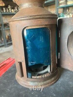 Antique Old W. RLY. A. S & Co. Iron Railroad Signal Lantern Handheld Kerosene lamp