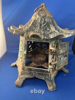 Antique Original Vintage Chinese Pagoda Lantern Tea Light Votive Candle Holder