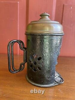Antique Ornate Carbide Hand Hold Brass & Iron Lamp Lantern Light Fancy