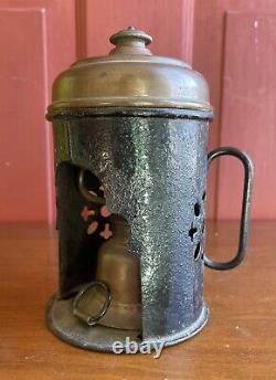 Antique Ornate Carbide Hand Hold Brass & Iron Lamp Lantern Light Fancy