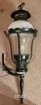 Antique Outdoor Wall Lantern Sconce Eagle Top Ornate Street Light HUGE 36 Vtg