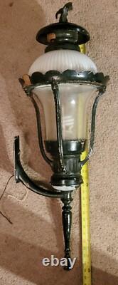 Antique Outdoor Wall Lantern Sconce Eagle Top Ornate Street Light HUGE 36 Vtg