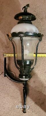 Antique Outdoor Wall Lantern Sconce Eagle Top Ornate Street Light HUGE 36 Vtg