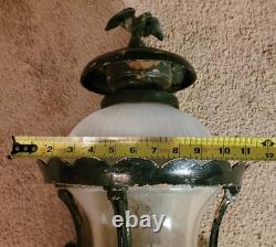 Antique Outdoor Wall Lantern Sconce Eagle Top Ornate Street Light HUGE 36 Vtg