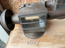 Antique Pair Brass/Metal Coach Carriage Oil Vintage Lantern Lamp Lights