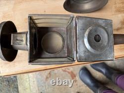 Antique Pair Brass/Metal Coach Carriage Oil Vintage Lantern Lamp Lights